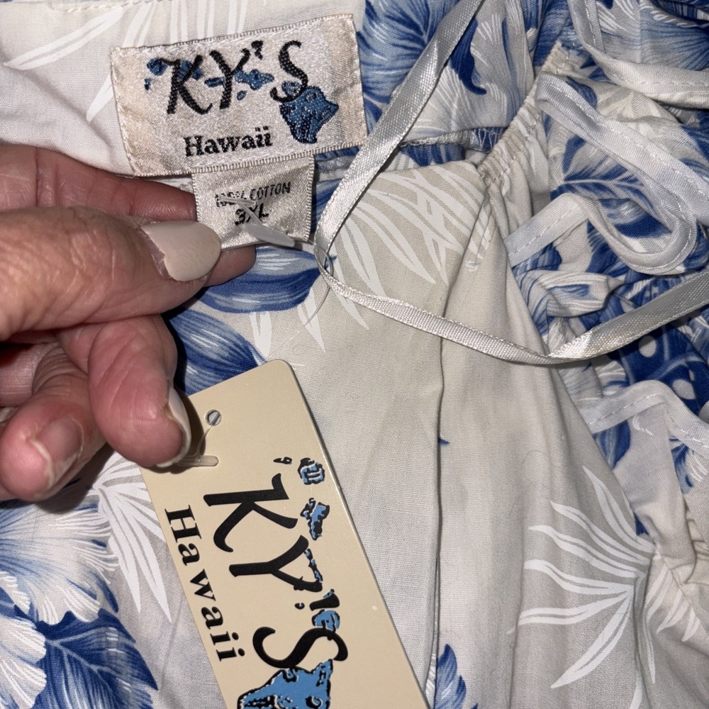 KY'S Made in Hawaii blue Floral 100% Cotton‎ ruffled Maxi Dress XL 3X  NWT - Picture 12 of 16